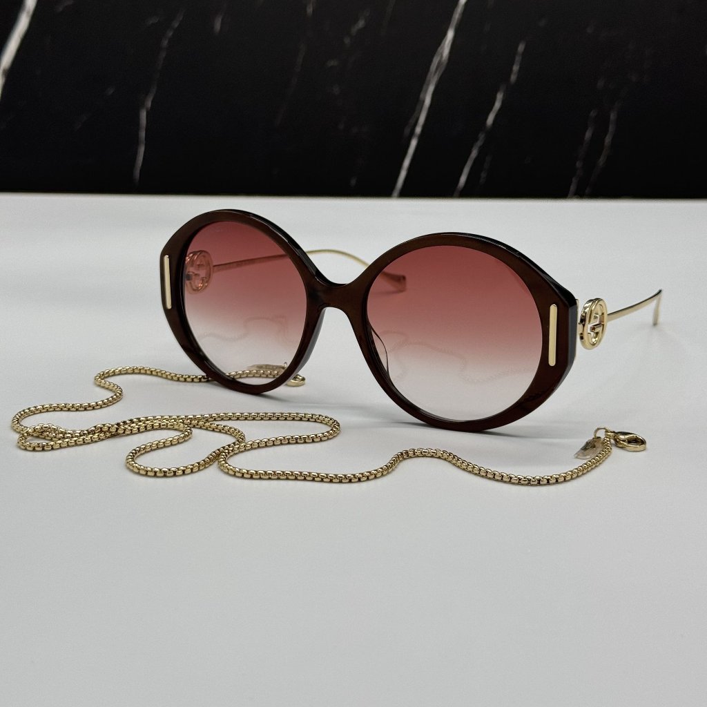 New Gucci Gg1202s 004 With Gold Chain Women Gucci Sunglasses